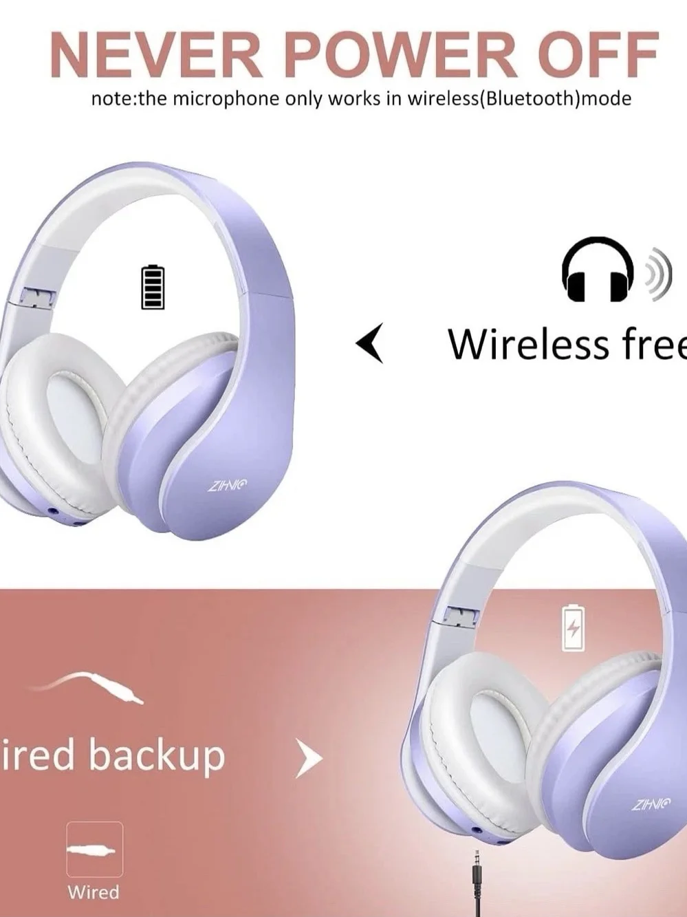 Purple and White Adjustable Headband VR/AR Headphones